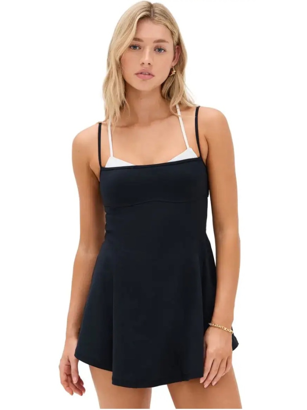 Free People Baseline Tennis Bodysuit Dress - Black with White Trim